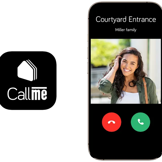Smartphone with CallMe 2023 open and logo